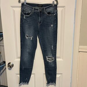 Judy Blue Dark Distressed Skinny Jeans